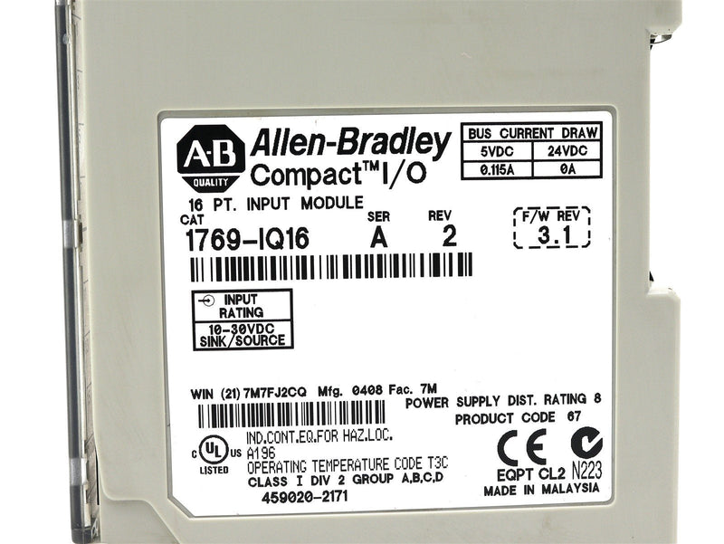 Allen Bradley Compact I/O Input Module 1769-IQ16 Ser. A
