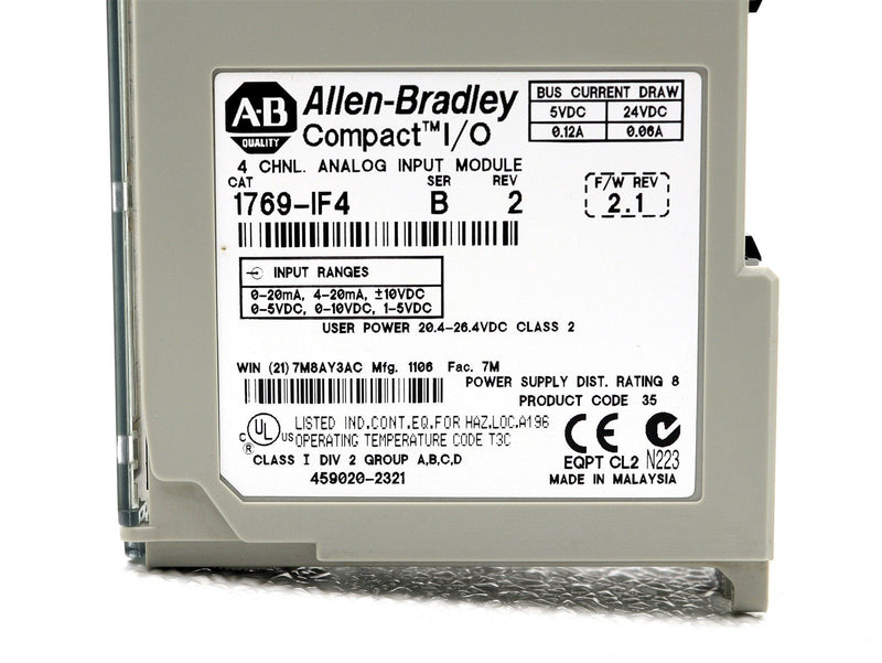 Allen Bradley Compact I/O Analog Input Module 1769-IF4