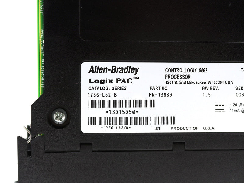 Allen Bradley Logix PAC Controllogix 5562 Processor 1756-L62 Ser. B