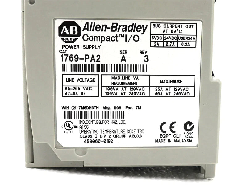 Allen Bradley Compact I/O Power Supply 1769-PA2 Ser. A