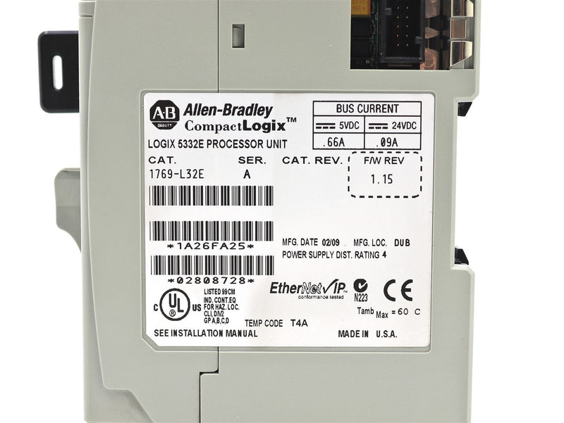 Allen Bradley CompactLogix Logix 5332E Processor Unit 1769-L32E Ser. A