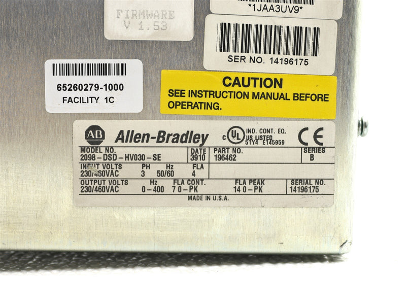 Allen Bradley Ultra3000 Servo Drive 2098-DSD-HV030-SE