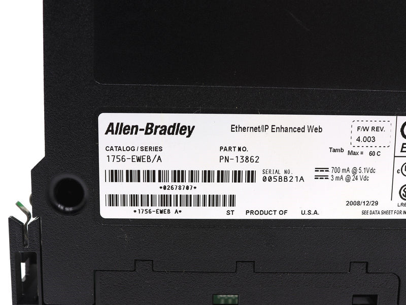 Allen Bradley Ethernet IP Enhanced Web 1756-EWEB Ser. A *No Door*